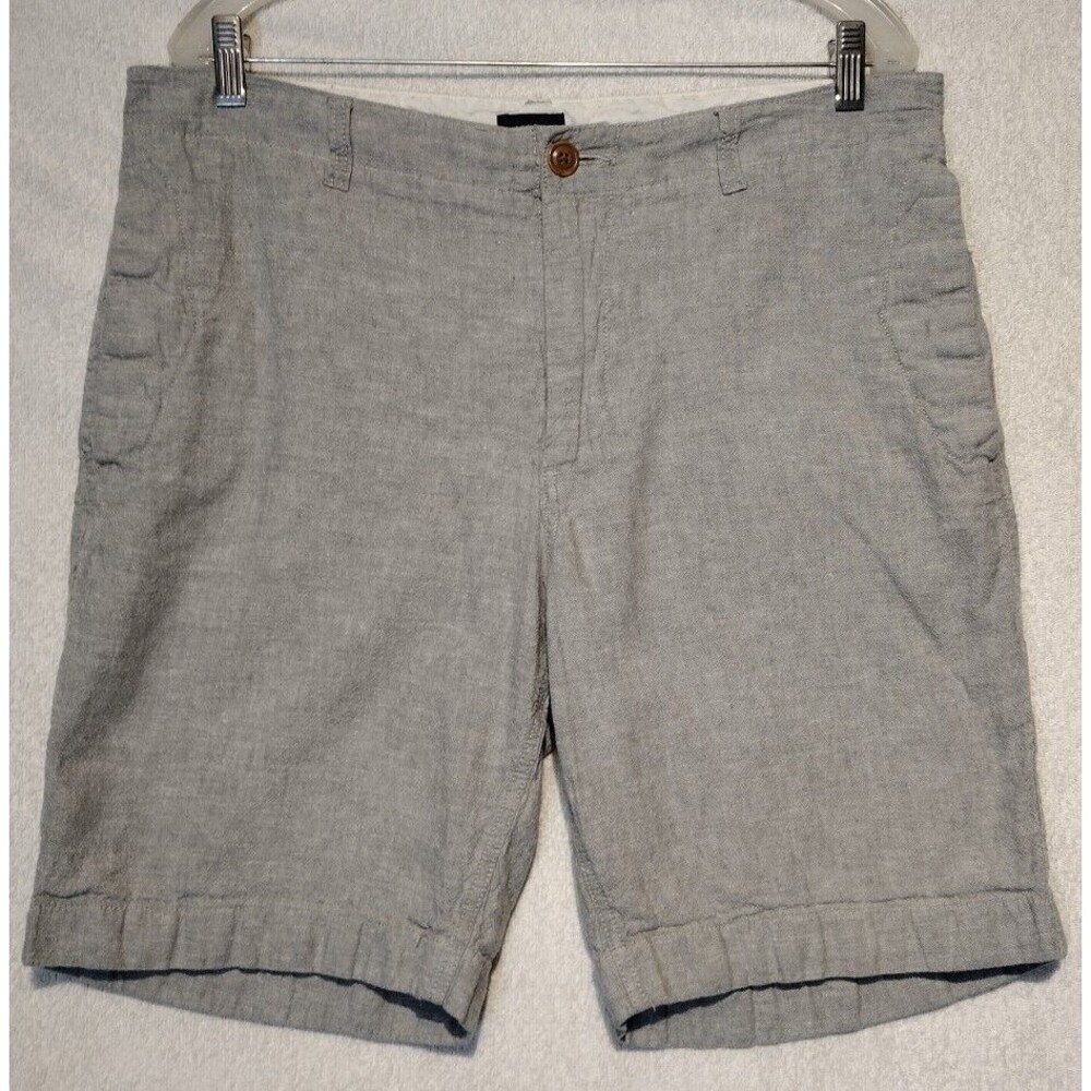 J. Crew Chino Shorts Men's Size 35 Grey Blue Linen/Cotton Blend Chino Shorts